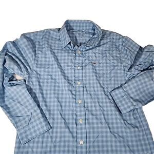 Vineyard Vines Performance Whale Shirt Men's L Blue Plaid Classic Fit